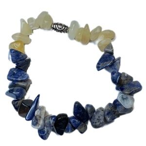 Sodalite Calcite large chip bracelet stretch handmade